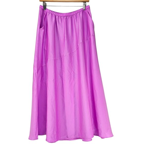 Violet Satin A-line Maxi Skirt with Pockets, A New Day, Size M, New With Tags - Picture 1 of 8